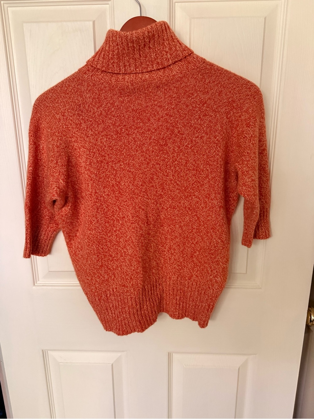 Loro Piana Orange Marled Short-Sleeve Turtleneck cashmere Sweater - Picture 2 of 3
